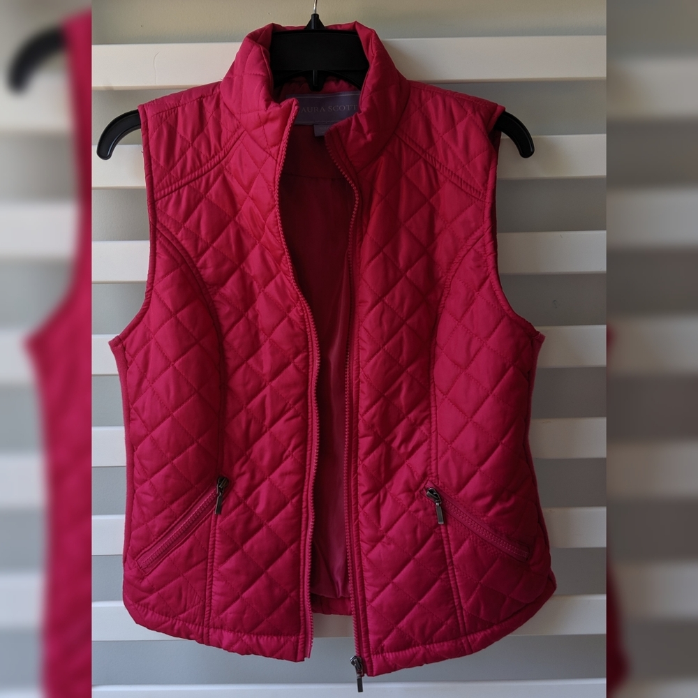Laura Scott Quilted Vest - Hot Pink - Size Medium